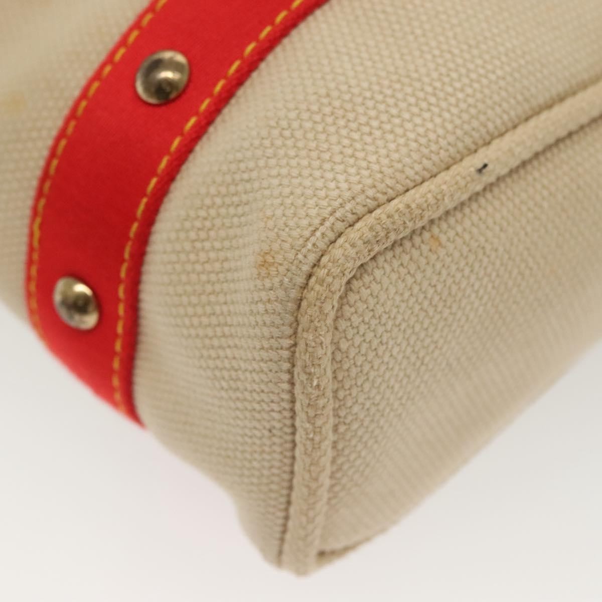 Louis Vuitton LOUIS VUITTON Antigua Cabas MM Tote Bag Beige Red M40035 LV Authentic 137278