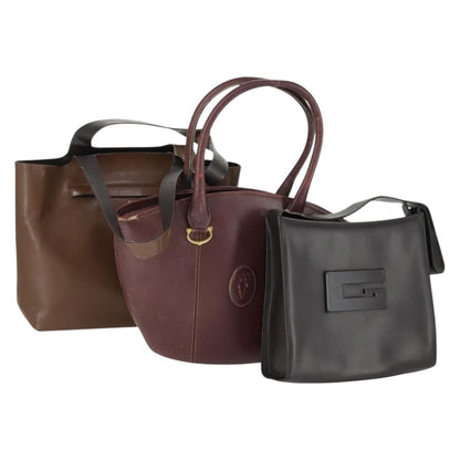 Prada PRADA Cartier Gucci Bag Patent leather 3 Set Black Brown Bordeaux Authentic am10507
