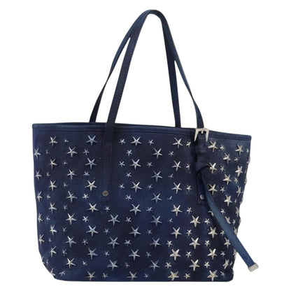 Jimmy Choo Jimmy Choo Studs Tote Bag Coated Canvas Blue Authentic sw1589