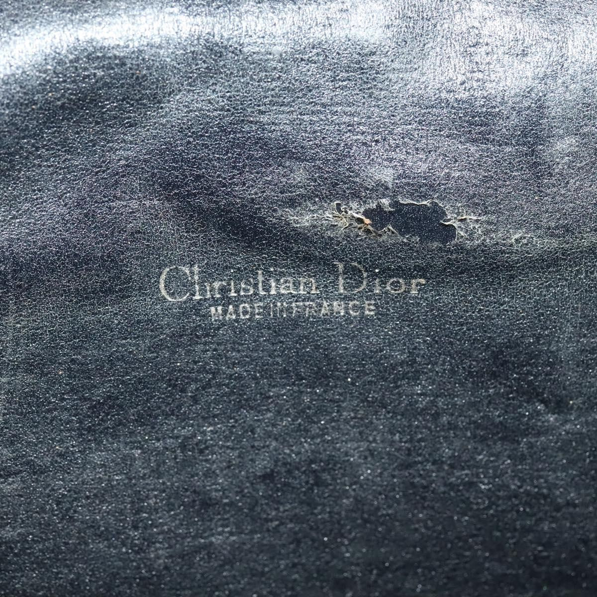 Dior Christian Dior Trotter Canvas Shoulder Bag Navy Gold Authentic BD2178