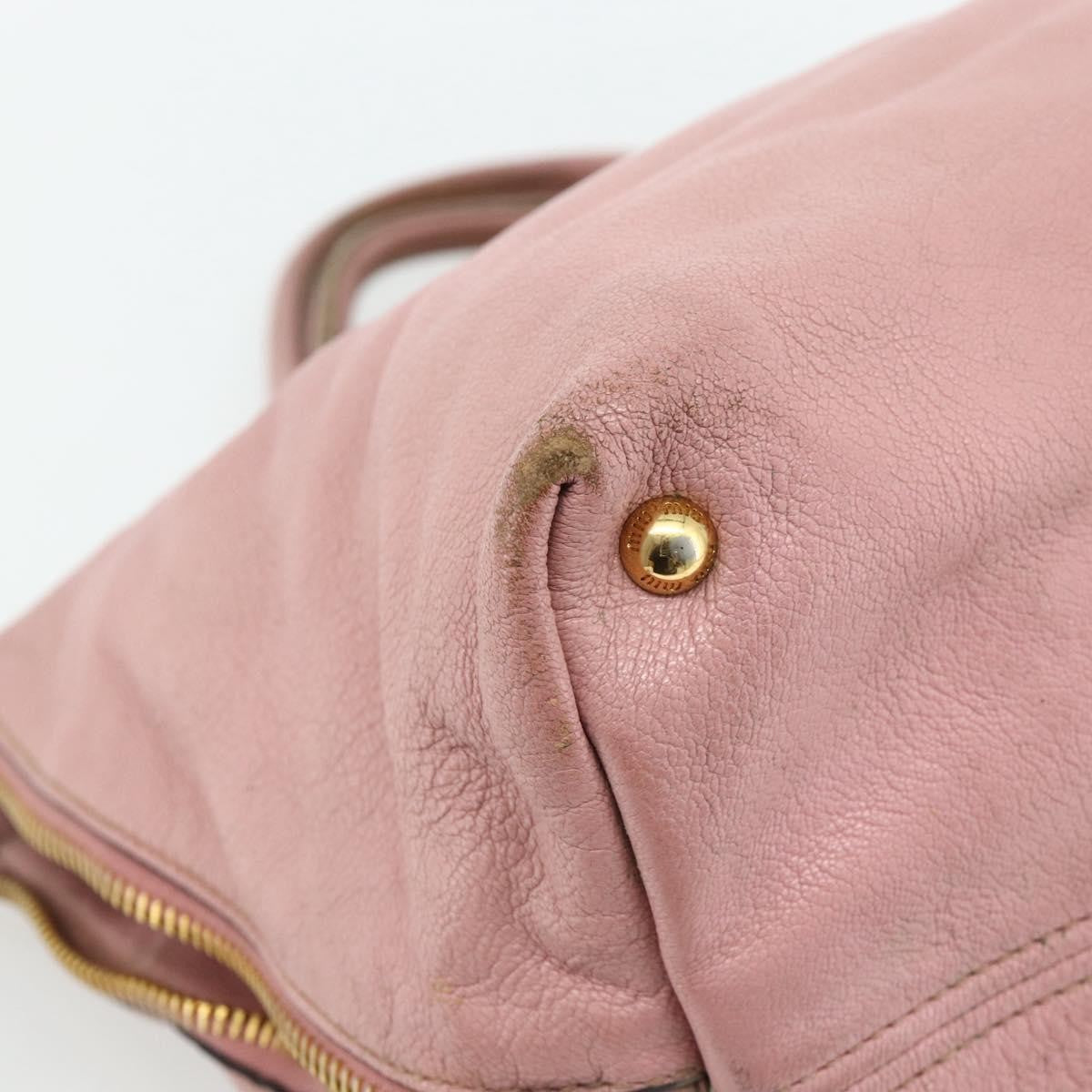 Miu Miu Miu Miu Hand Bag Leather Pink Gold Authentic 180081