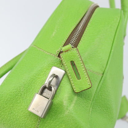 Prada PRADA Hand Bag Leather Silver Light green Authentic 172031