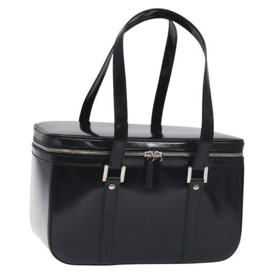 Gucci GUCCI Hand Bag Enamel Black Silver Authentic am8761