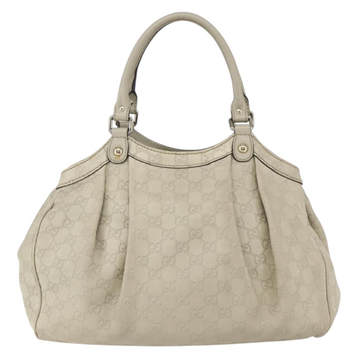 Gucci GUCCI Guccissima GG Canvas Sukey Hand Bag Leather White Gold 211944 Authentic yk20007