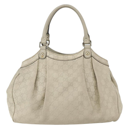 Gucci GUCCI Guccissima GG Canvas Sukey Hand Bag Leather White Gold 211944 Authentic yk20007
