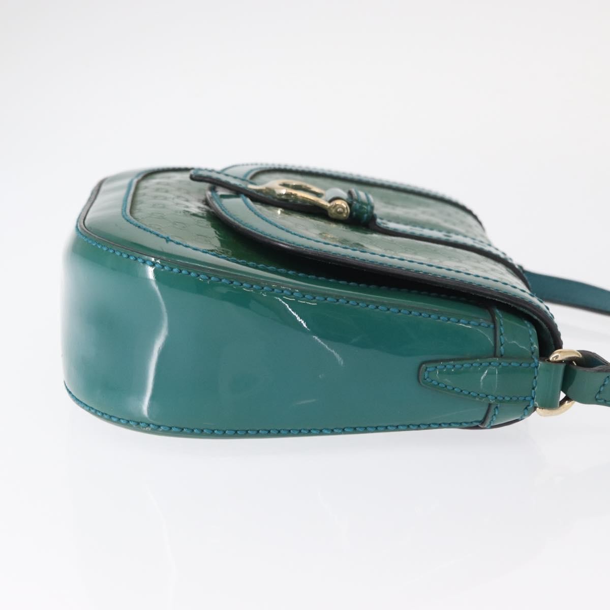 Gucci GUCCI Micro GG Canvas Shoulder Bag Enamel Outlet Turquoise Blue Gold Authentic ka641