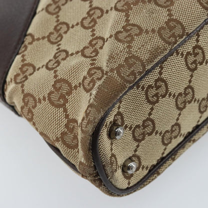 Gucci GUCCI GG Canvas Tote Bag Beige Silver 113015 Authentic kk644