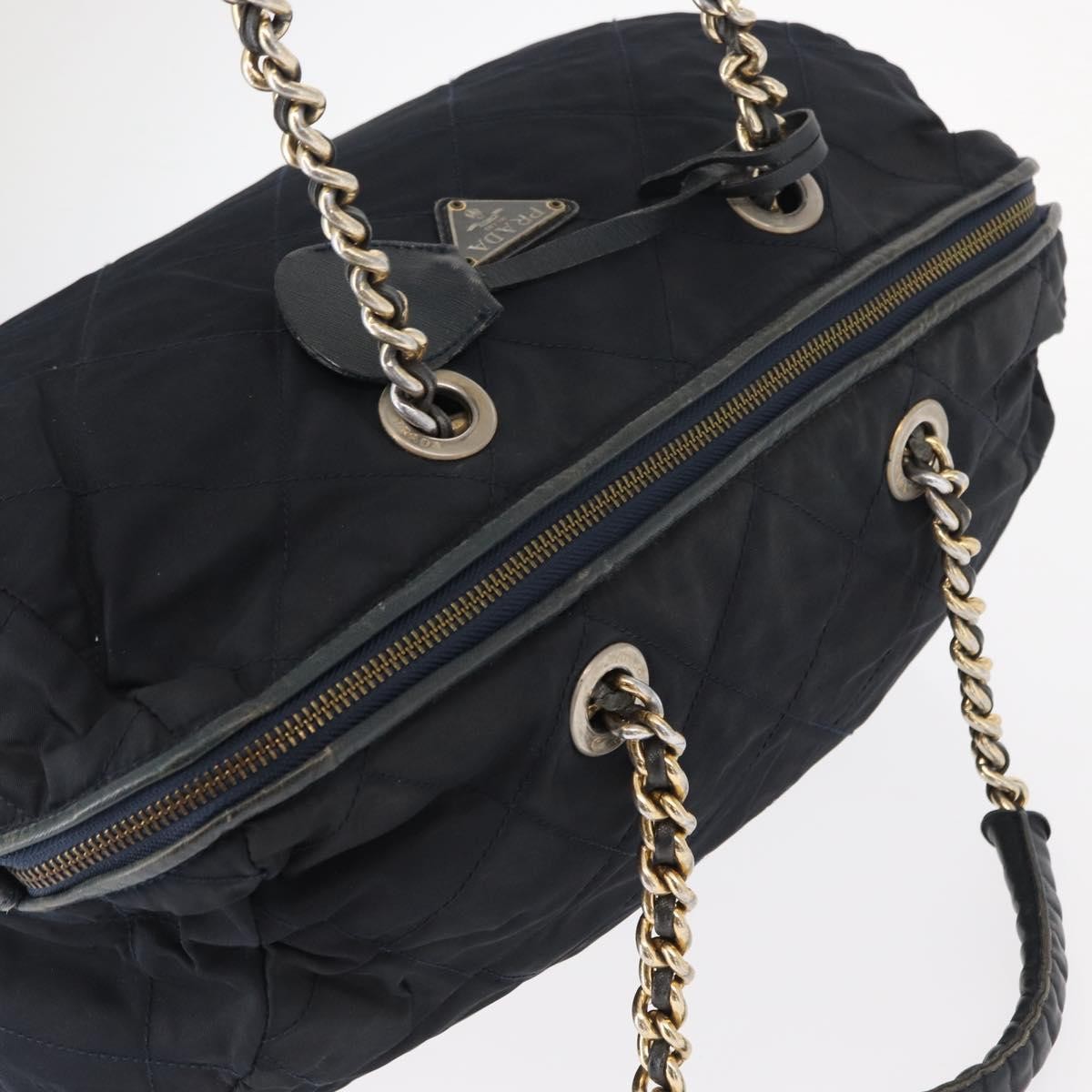 Prada PRADA Shoulder Bag Nylon Navy Gold Authentic 151665
