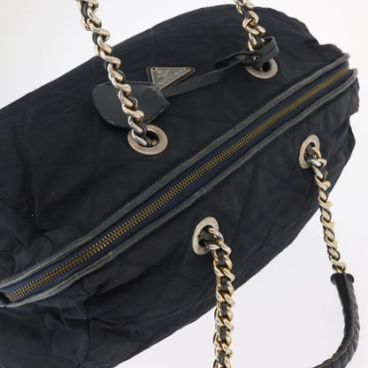 Prada PRADA Shoulder Bag Nylon Navy Gold Authentic 151665
