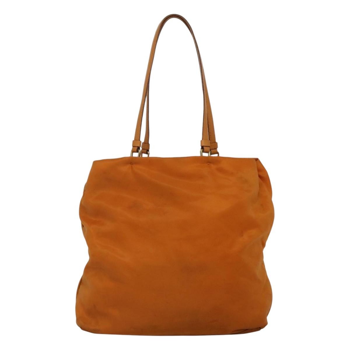 Prada PRADA Shoulder Bag Nylon Orange Gold Authentic EC663