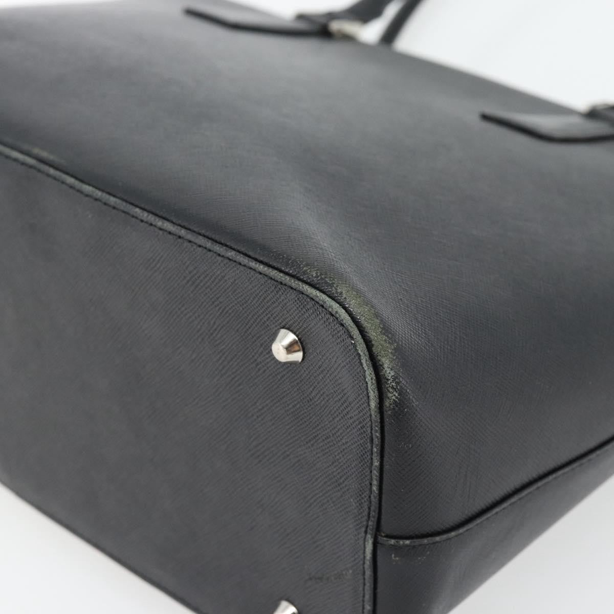 Burberry BURBERRY Tote Bag Leather Black Silver Authentic 182424