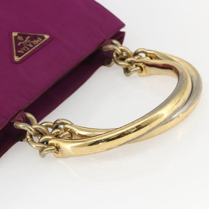 Prada PRADA Hand Bag Nylon Metal Purple Gold Authentic 155416