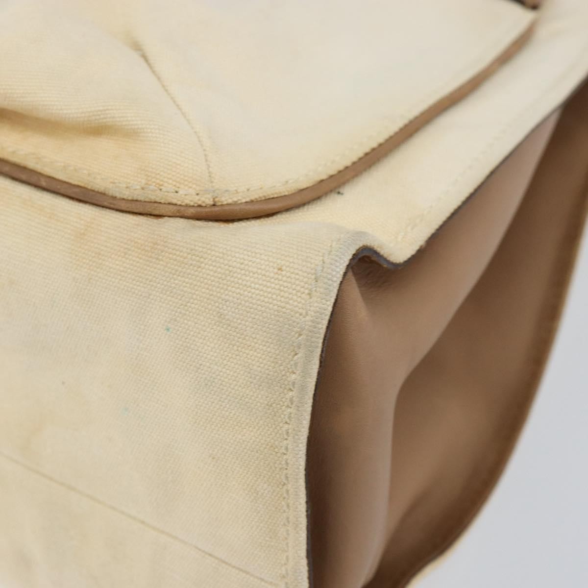 Gucci GUCCI Bamboo Hand Bag Canvas Ivory Gold 109138 Authentic 153356