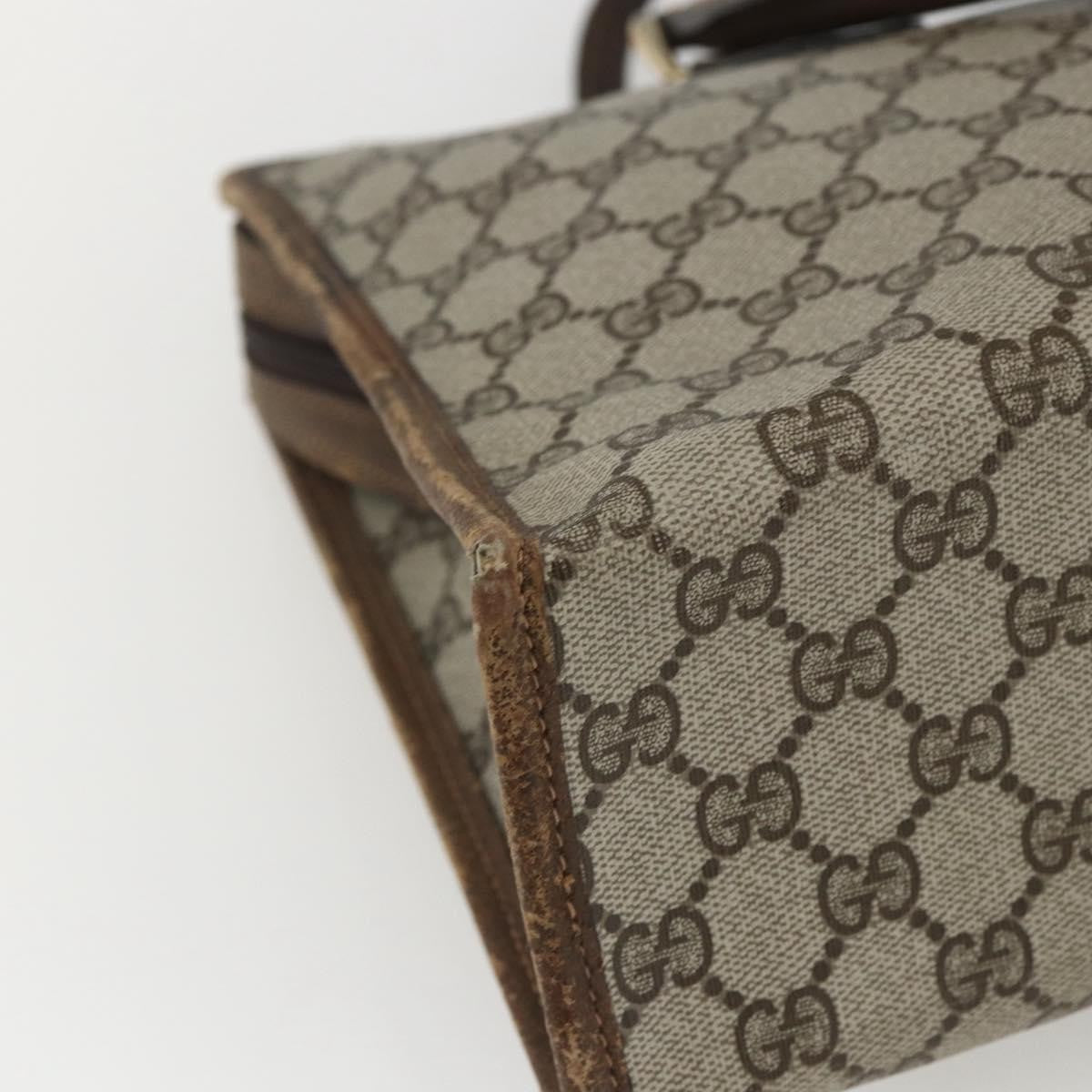 Gucci GUCCI GG Supreme Web Sherry Line Hand Bag PVC Beige Gold 010 378 Authentic 162305