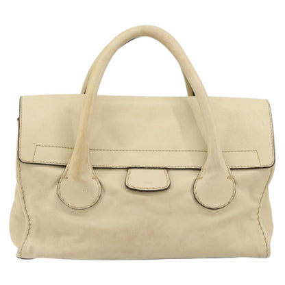 Chloé Chloé Chloe Edith Boston Bag Leather Beige Silver Authentic bs30503