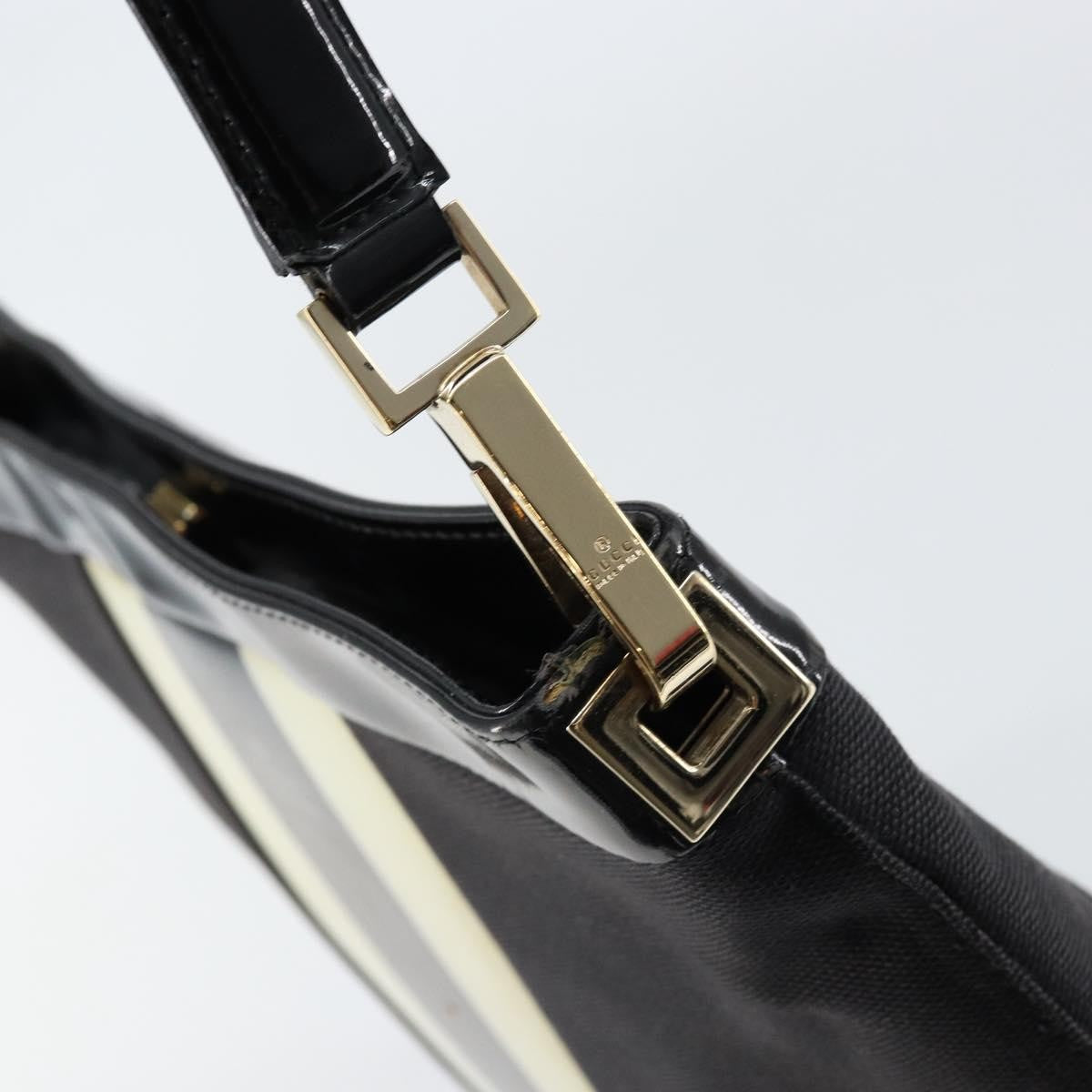 Gucci GUCCI Shoulder Bag Enamel Canvas Black Gold 001 4231 Authentic 121347