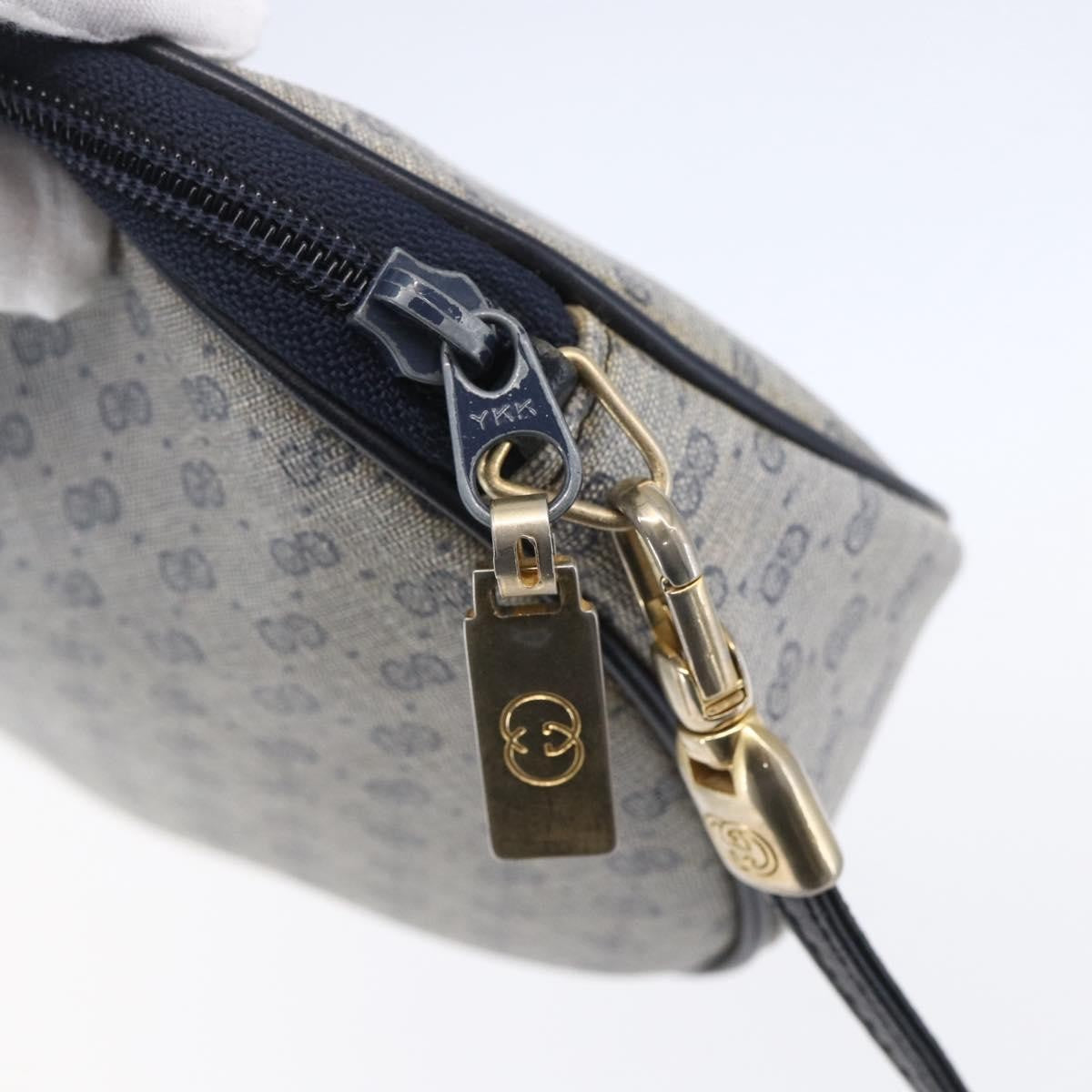 Gucci GUCCI Micro GG Supreme Shoulder Bag PVC Navy Gold Authentic BA7782