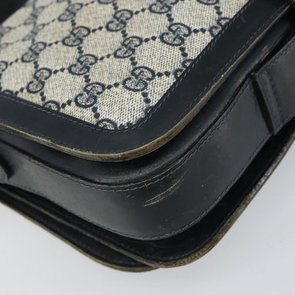 Gucci GUCCI GG Supreme Sherry Line Shoulder Bag PVC Navy Gold Authentic 160298