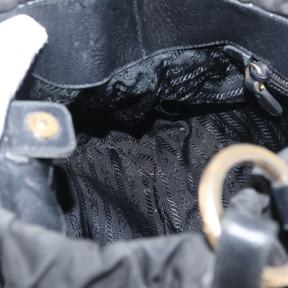 Prada PRADA Hand Bag Nylon Black Gold Authentic 172825