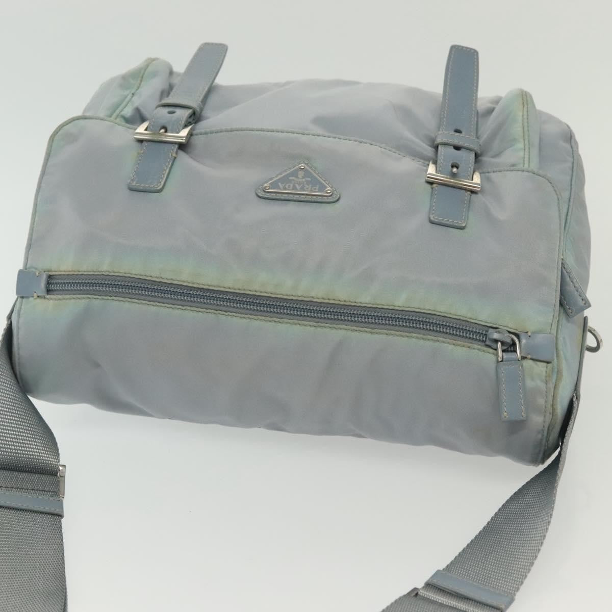 Prada PRADA Shoulder Bag Nylon Light Blue Silver Authentic ki5926
