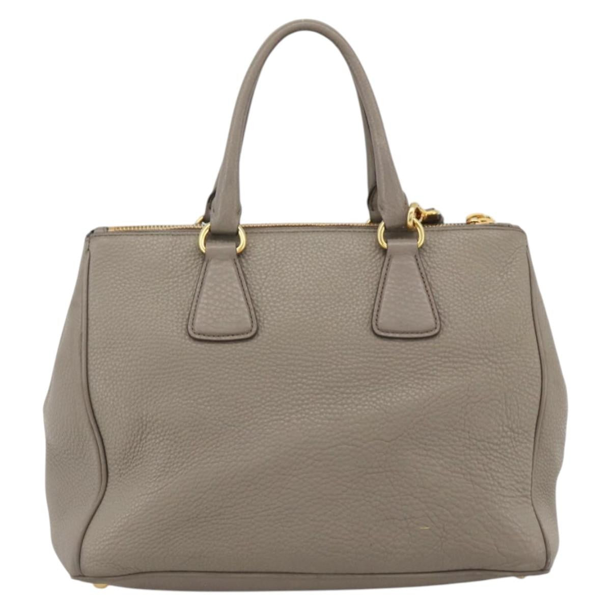 Prada PRADA Hand Bag Leather 2way Gray Gold Authentic bs33651