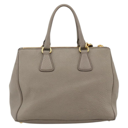 Prada PRADA Hand Bag Leather 2way Gray Gold Authentic bs33651