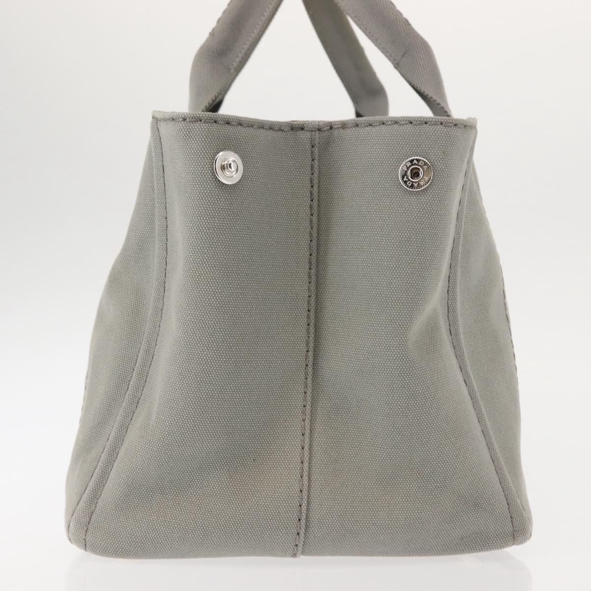 Prada PRADA Canapa MM Hand Bag Canvas Gray Silver Authentic hk3116