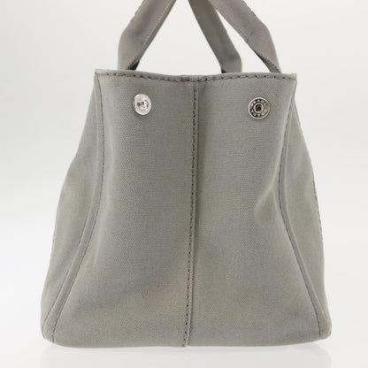 Prada PRADA Canapa MM Hand Bag Canvas Gray Silver Authentic hk3116