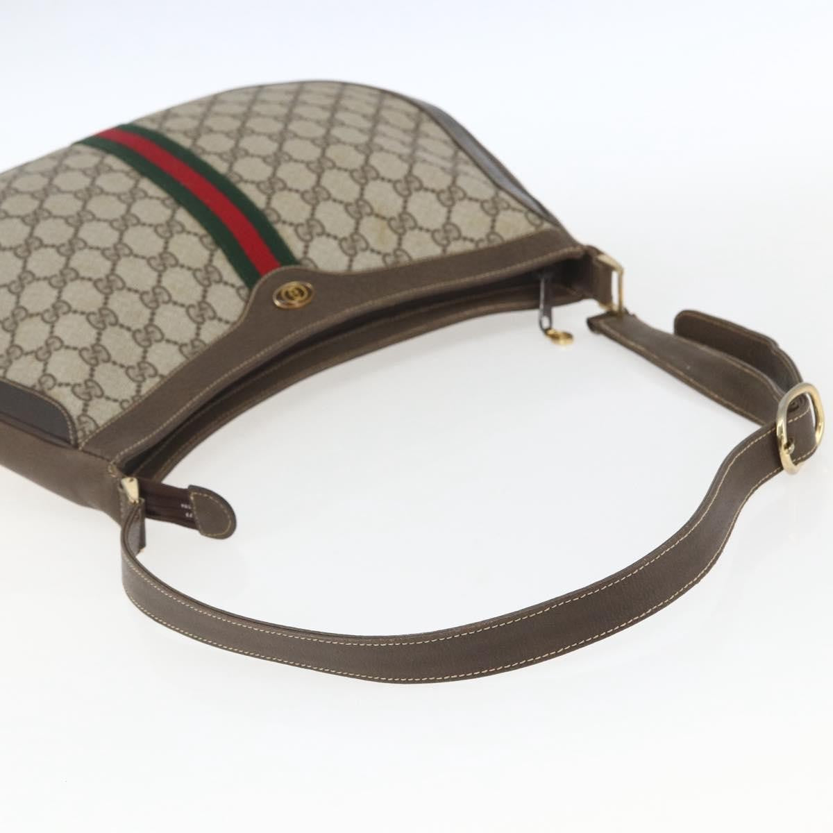 Gucci GUCCI GG Supreme Web Sherry Line Bag PVC Beige Gold 72 001 4467 Authentic 165194