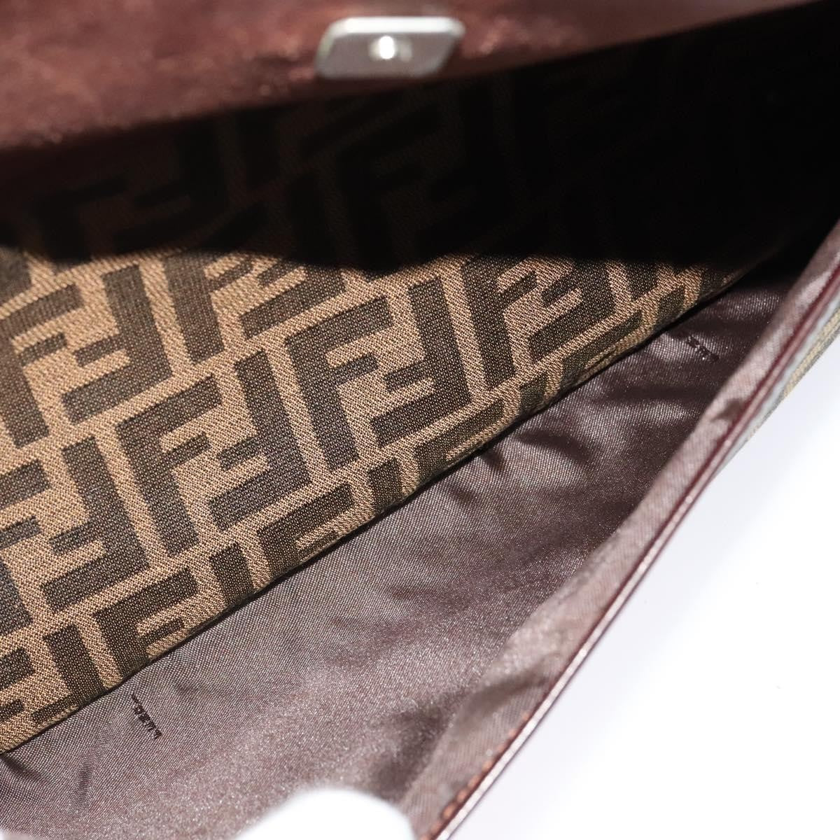 Fendi FENDI Zucca Canvas Hand Bag Black Brown Authentic ar13658