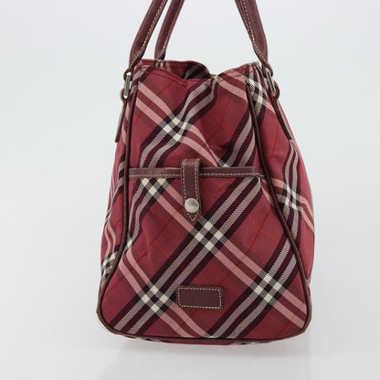 Burberry BURBERRY Nova Check Blue Label Hand Bag Nylon Red Silver Authentic bs34679
