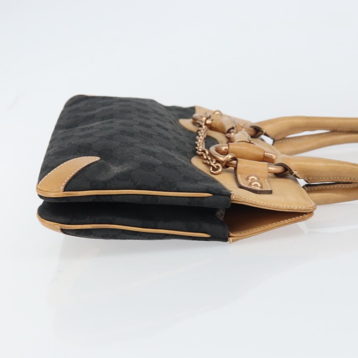 Gucci GUCCI GG Canvas Tote Bag Black Gold 114913 Authentic gh1523
