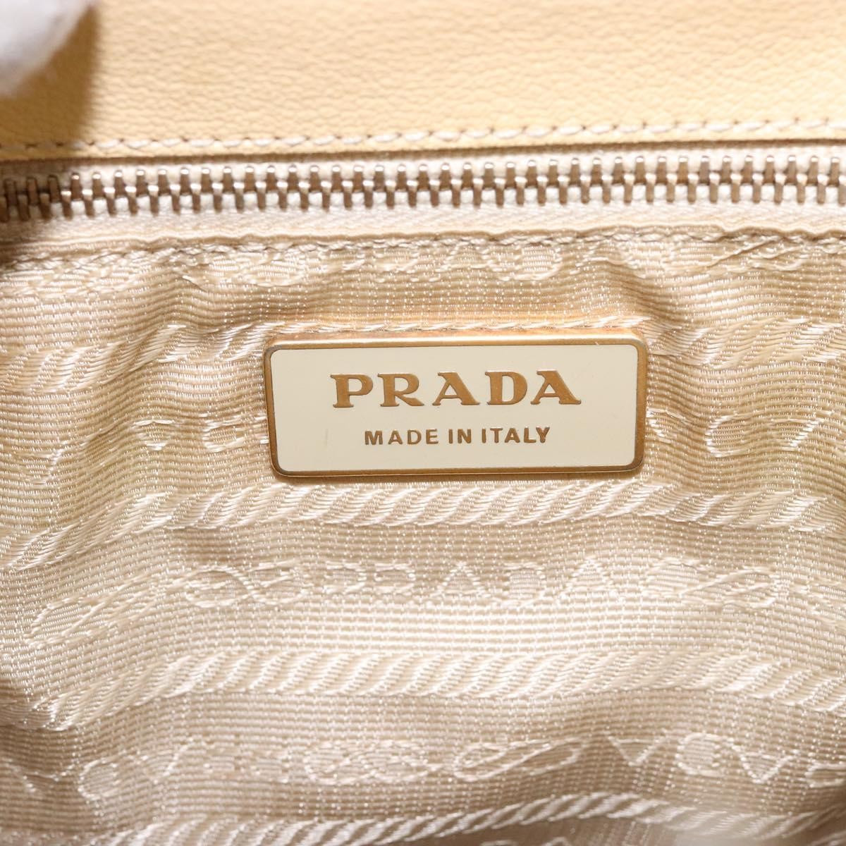 Prada PRADA Gamaguchi Hand Bag Leather Beige Gold Authentic 135924