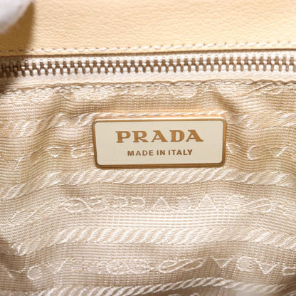 Prada PRADA Gamaguchi Hand Bag Leather Beige Gold Authentic 135924