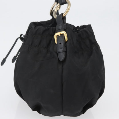 Prada PRADA Hand Bag Nylon Black Gold Authentic 172825