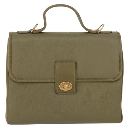 Gucci GUCCI Hand Bag Leather Green Gold Authentic YKZ715