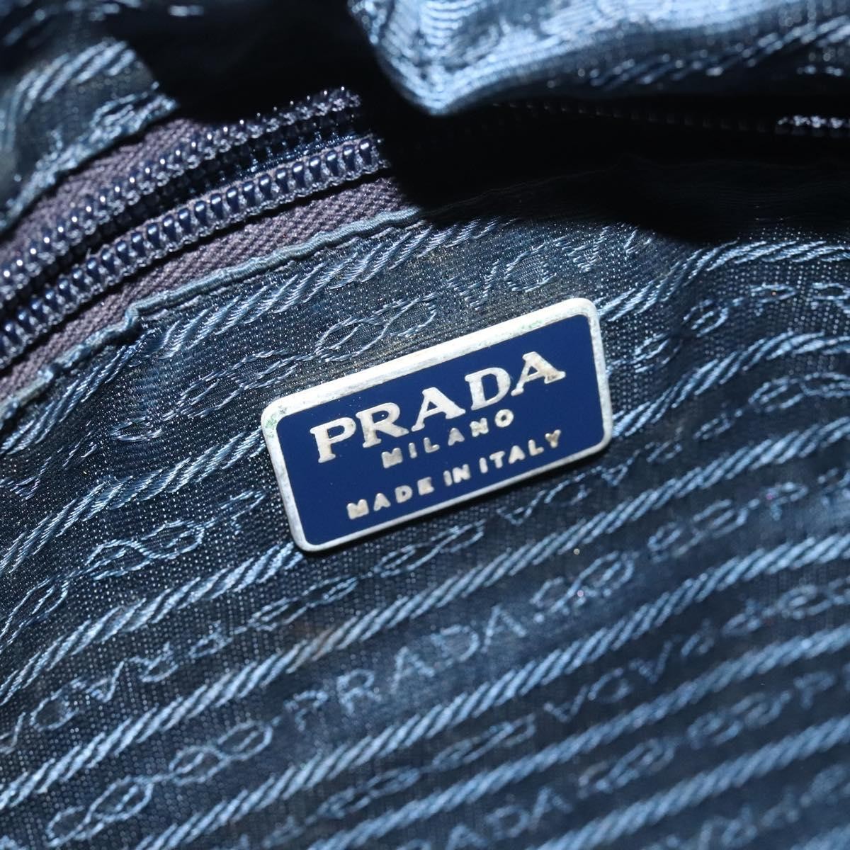 Prada PRADA Hand Bag Nylon Black Gold Authentic 127868