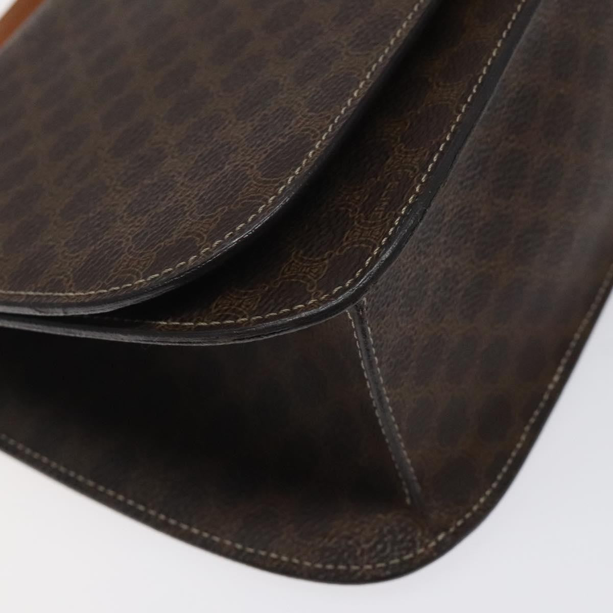 Celine CELINE Macadam Canvas Shoulder Bag PVC Leather Brown Gold Authentic 122137