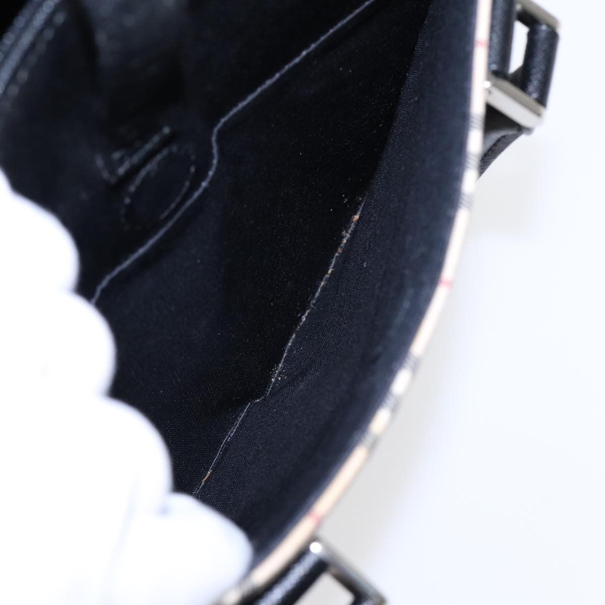 Burberry BURBERRY Nova Check Hand Bag Canvas Beige Black Authentic am6710