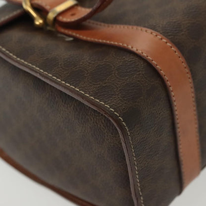 Celine CELINE Macadam Canvas Hand Bag PVC Leather Brown Gold Authentic gh739