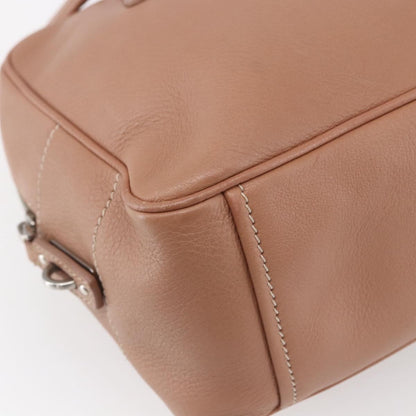 Prada PRADA Hand Bag Leather Silver Beige Authentic ka117