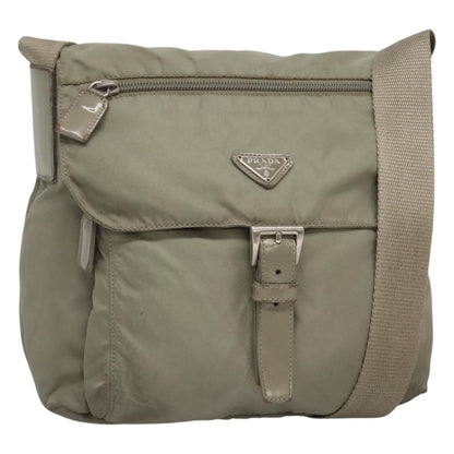Prada PRADA Shoulder Bag Nylon Green Silver Authentic 121113