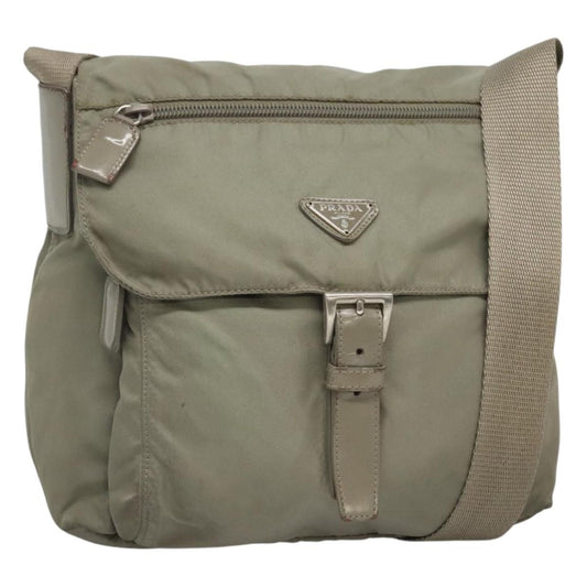 Prada PRADA Shoulder Bag Nylon Green Silver Authentic 121113