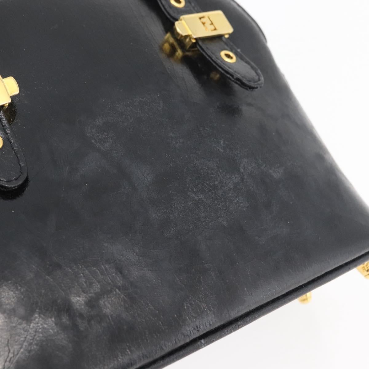 Fendi FENDI Hand Bag Patent leather 2way Black Gold Authentic ti3390