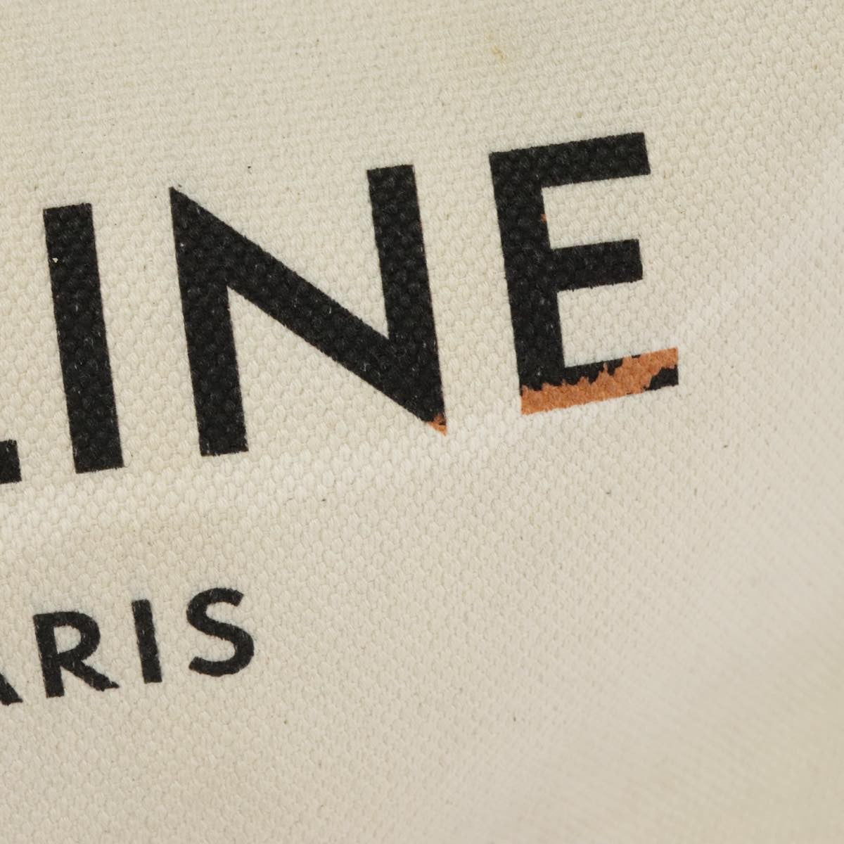 Celine CELINE Horizontalkava Tote Bag Canvas 2way White Gold Authentic 101048
