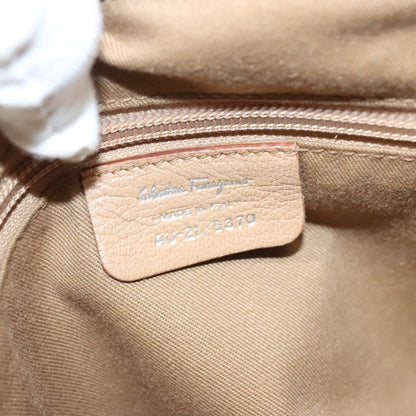 Salvatore Ferragamo Salvatore Ferragamo Gancini Hand Bag Leather Beige Silver Authentic 126621