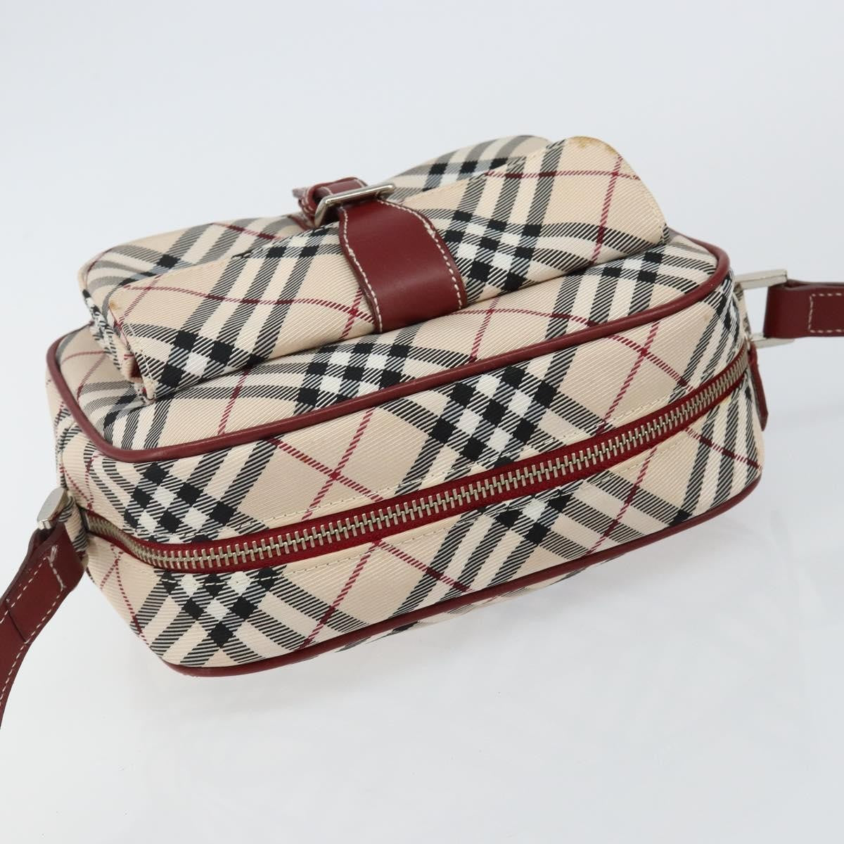 Burberry BURBERRY Nova Check Blue Label Shoulder Bag Canvas Beige Silver Authentic bs29446
