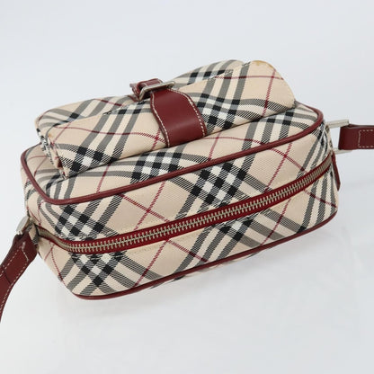 Burberry BURBERRY Nova Check Blue Label Shoulder Bag Canvas Beige Silver Authentic bs29446