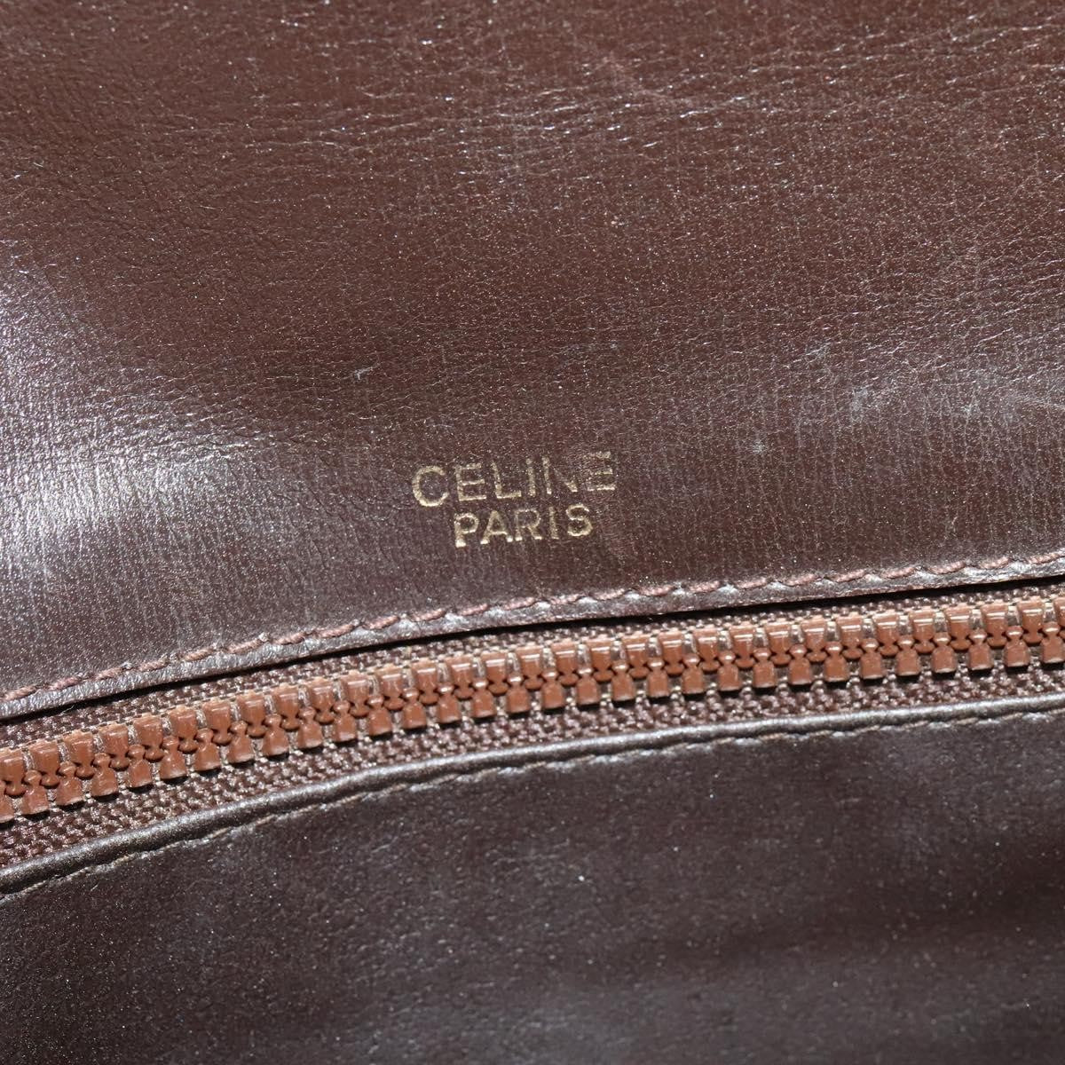 Celine CELINE Chain Shoulder Bag Leather Brown Gold Authentic BA2445