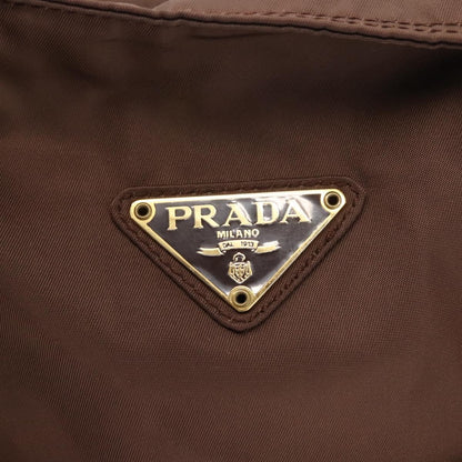 Prada PRADA Hand Bag Nylon Brown Gold Authentic 148292